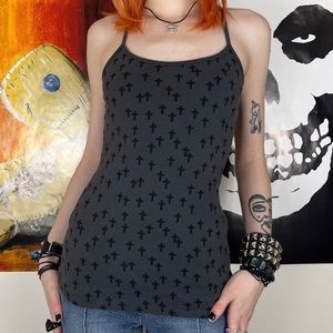 Hipster Cross Tank Top, Indie Sleaze Soft Grunge / Size XS